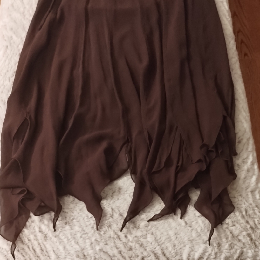 Elegant Brown Sue Wong 100% Silk Halter Dress - Picture 12 of 16